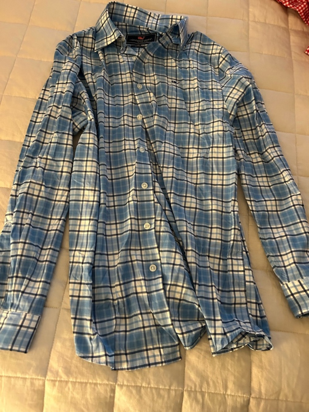 Vineyard Vines Blue & White Plaid Button-Down Shirt